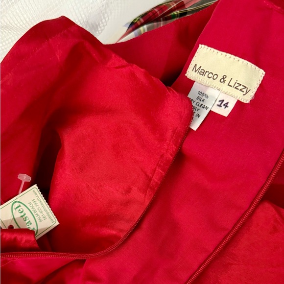 Marco & Lizzy 100% silk/tule Red & plaid, sleeveless dress. NWT Sz 14 paid $200. - Picture 9 of 10